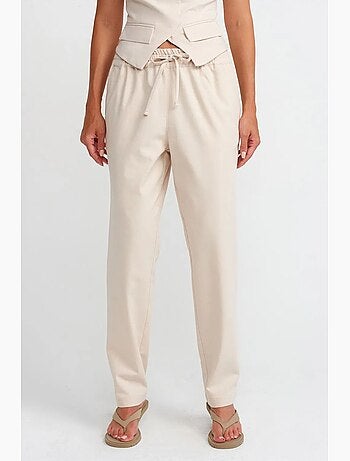 Pantaloni jogger da donna in misto lino dilvin