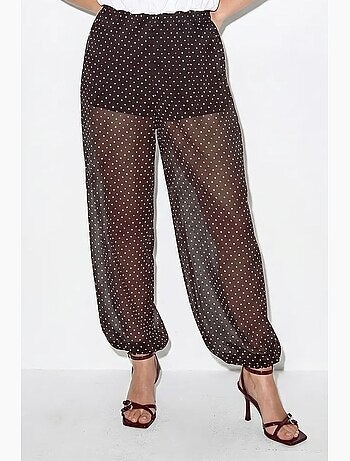 Pantaloni jogger in chiffon a pois lucci