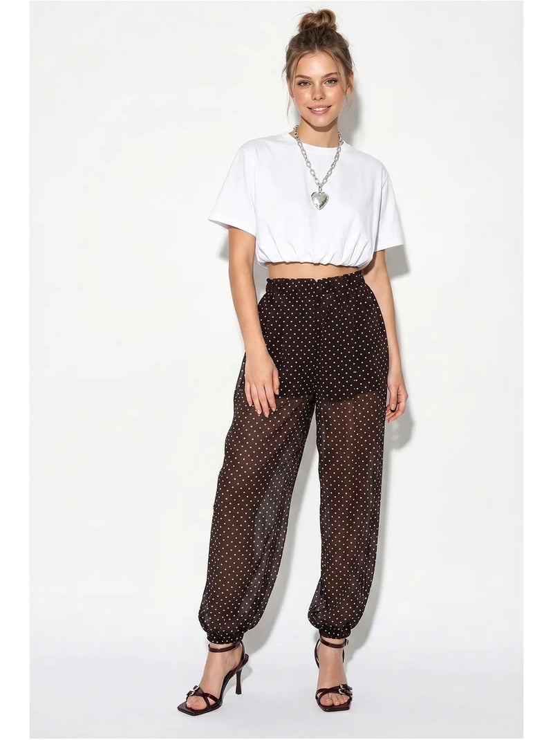 Pantaloni jogger in chiffon a pois lucci Marrone cioccolato - Kiabi