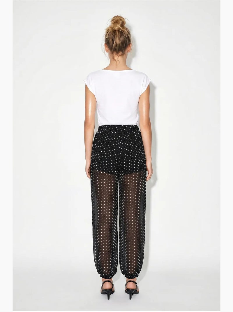Pantaloni jogger in chiffon a pois lucci Nero - Kiabi