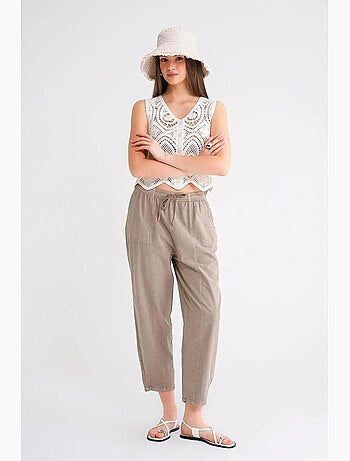 Pantaloni jogger in cotone con coulisse in vita mixray