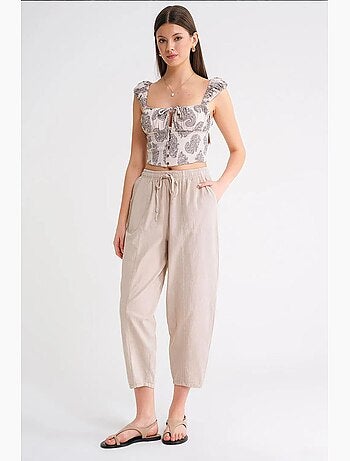 Pantaloni jogger in cotone con coulisse in vita mixray