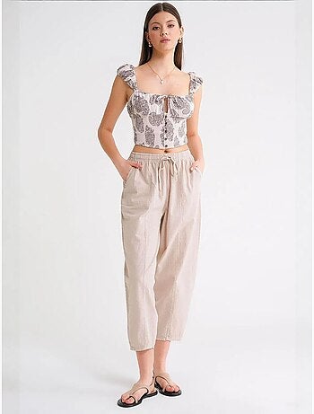 Pantaloni jogger in cotone con coulisse in vita mixray