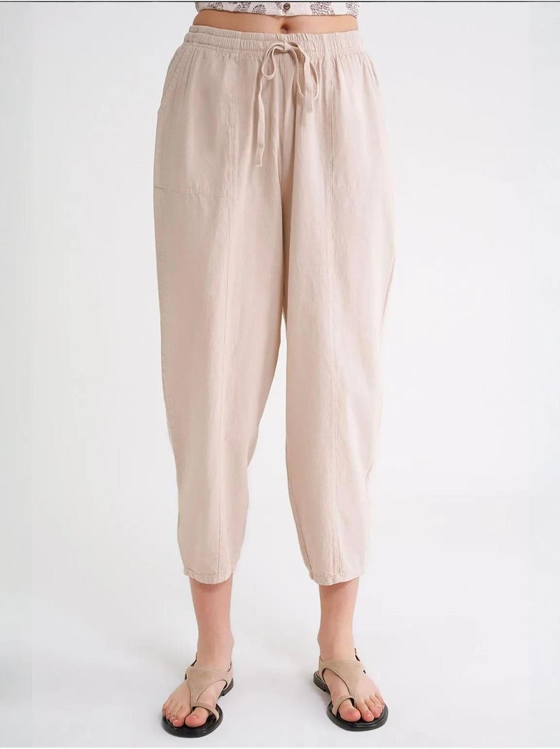 Pantaloni jogger in cotone con coulisse in vita mixray Crema - Kiabi