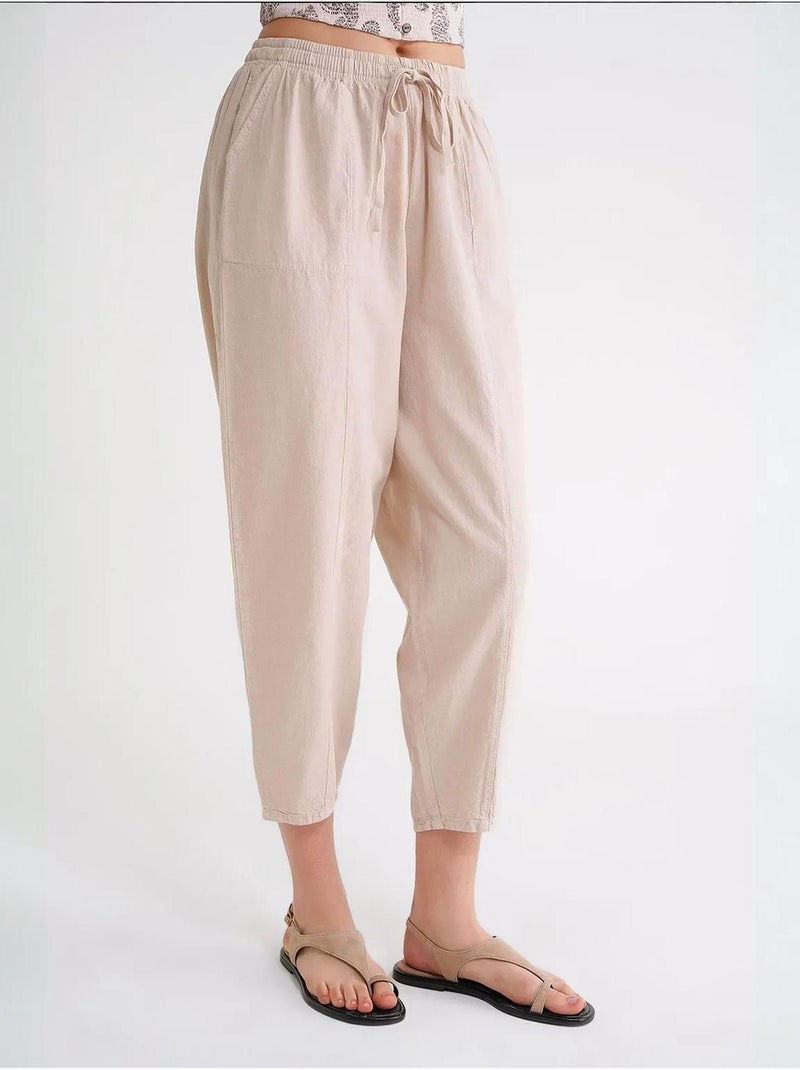 Pantaloni jogger in cotone con coulisse in vita mixray Crema - Kiabi