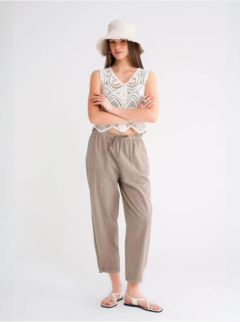 Pantaloni jogger in cotone con coulisse in vita mixray Sabbia - Kiabi