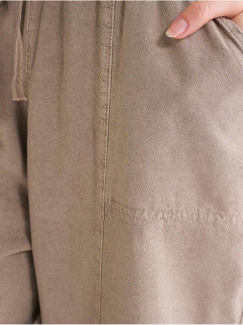 Pantaloni jogger in cotone con coulisse in vita mixray Sabbia - Kiabi
