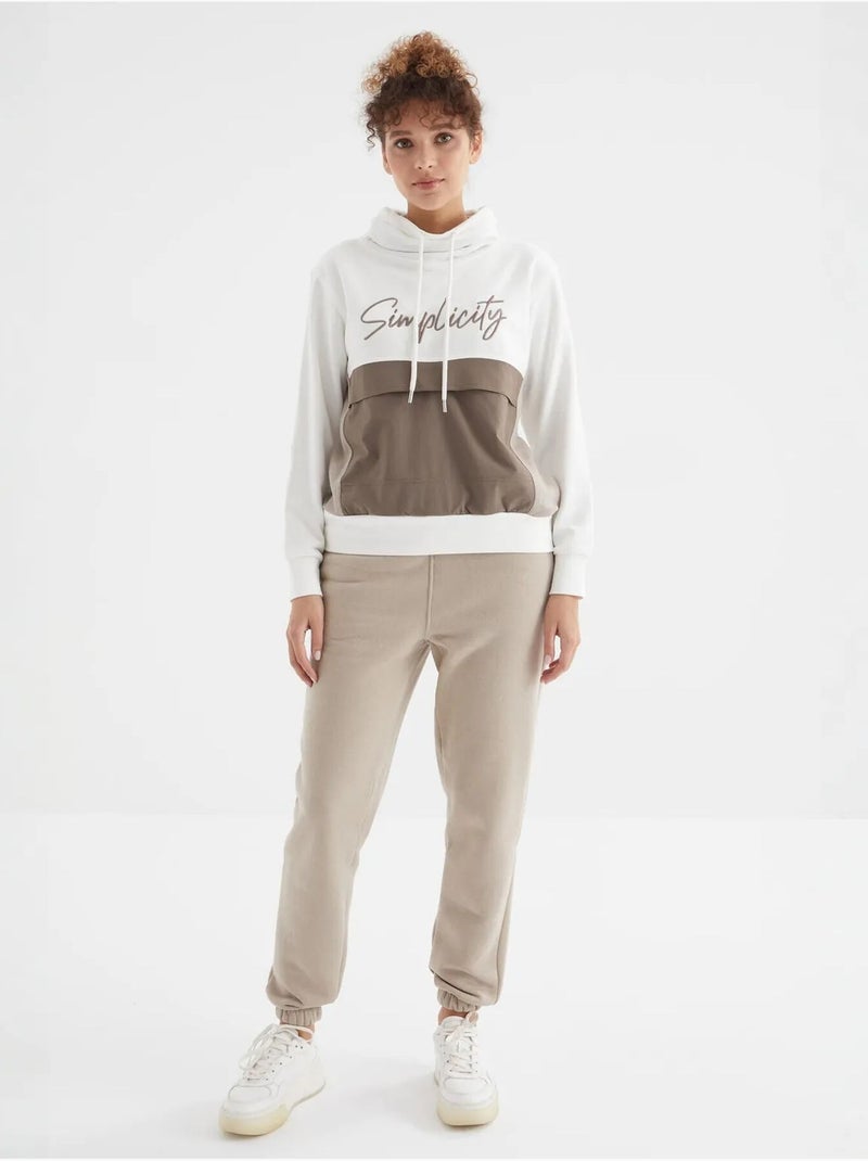 Pantaloni jogger in felpa in pile a vita alta da donna tommy Beige argilla - Kiabi