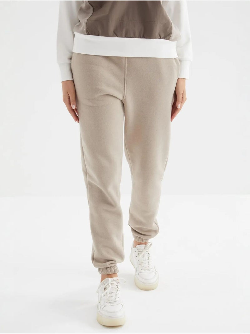 Pantaloni jogger in felpa in pile a vita alta da donna tommy Beige argilla - Kiabi