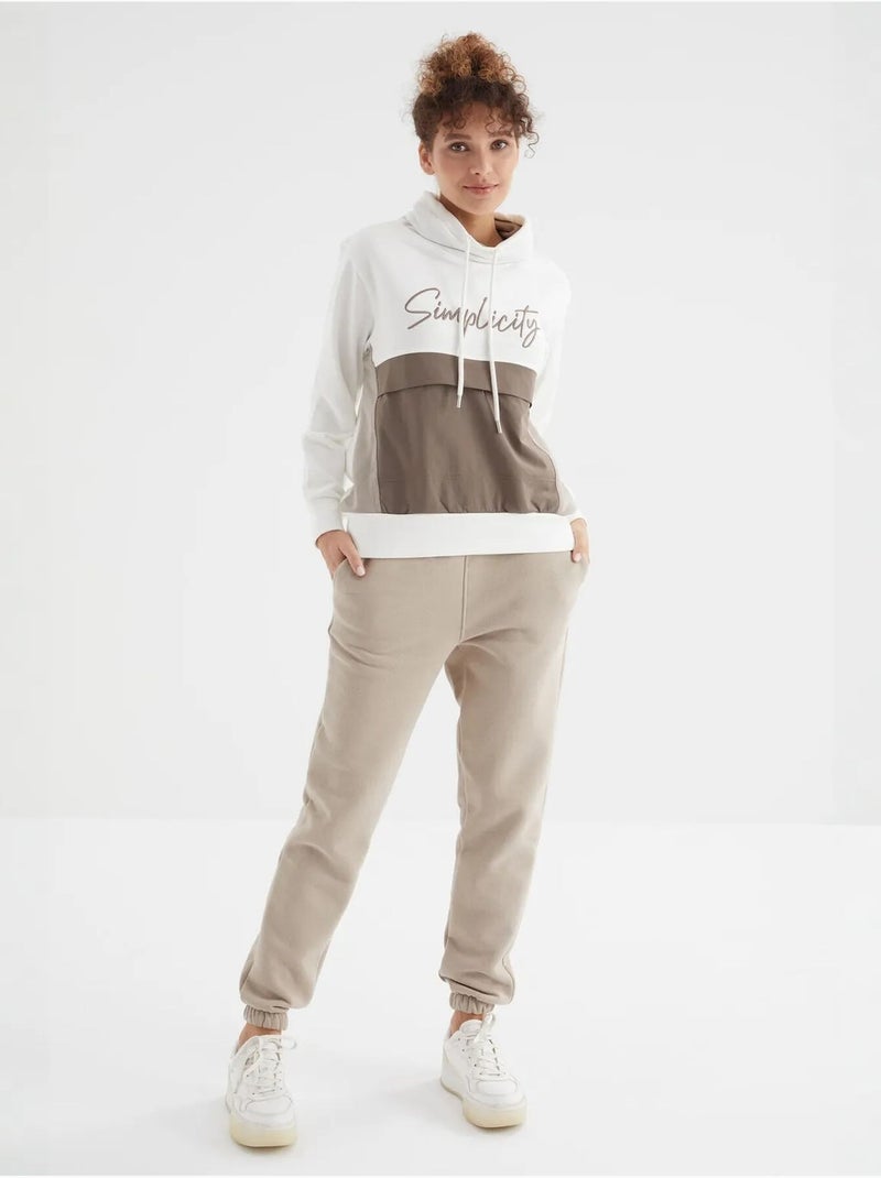 Pantaloni jogger in felpa in pile a vita alta da donna tommy Beige argilla - Kiabi