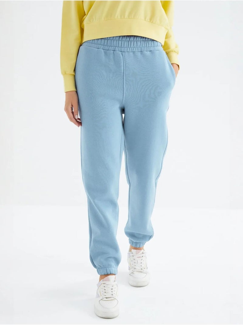 Pantaloni jogger in felpa in pile a vita alta da donna tommy Blu cielo - Kiabi