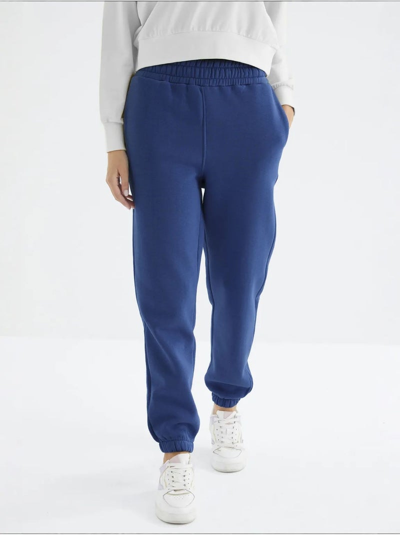 Pantaloni jogger in felpa in pile a vita alta da donna tommy Blu cobalto - Kiabi