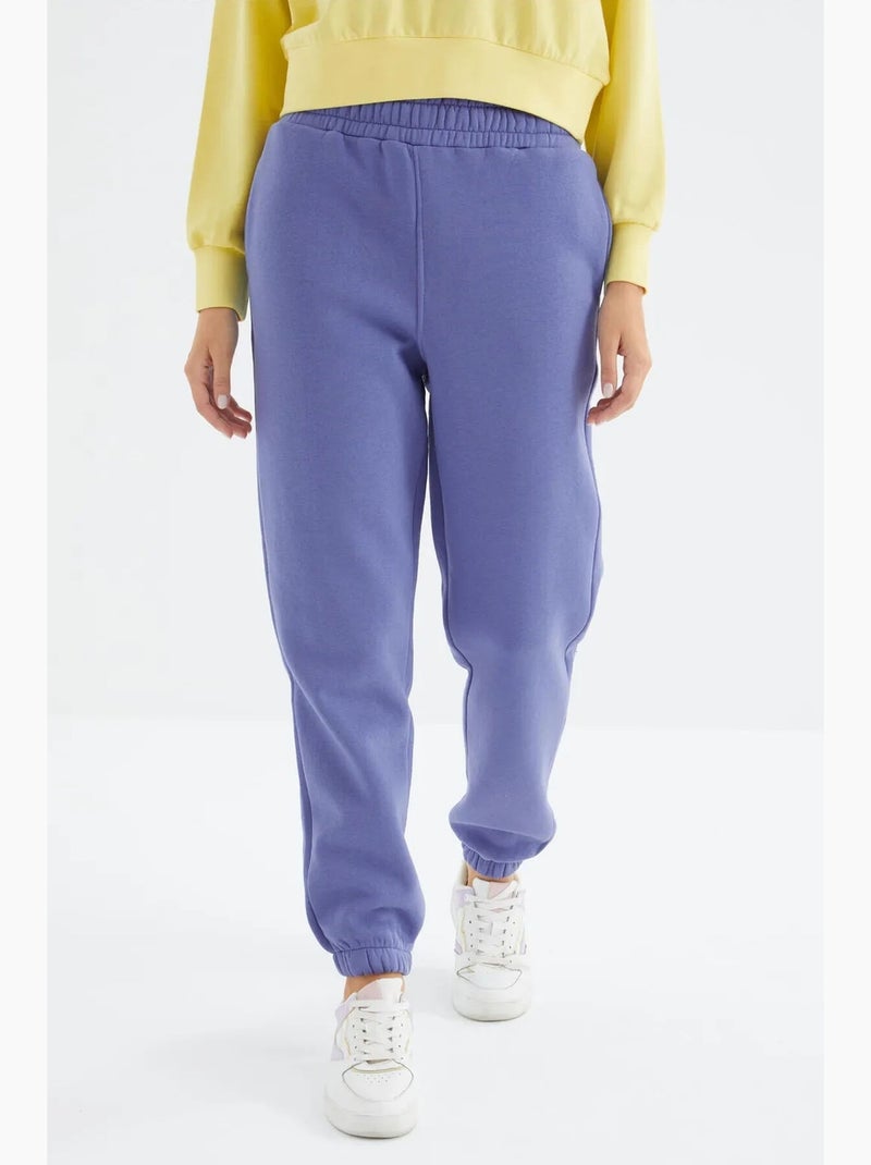 Pantaloni jogger in felpa in pile a vita alta da donna tommy Blu - Kiabi