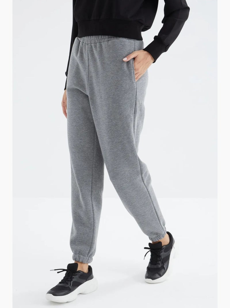 Pantaloni jogger in felpa in pile a vita alta da donna tommy Grigio - Kiabi