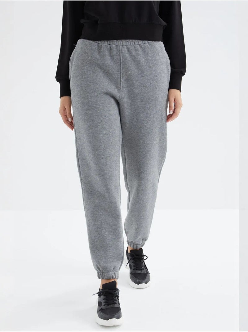 Pantaloni jogger in felpa in pile a vita alta da donna tommy Grigio - Kiabi