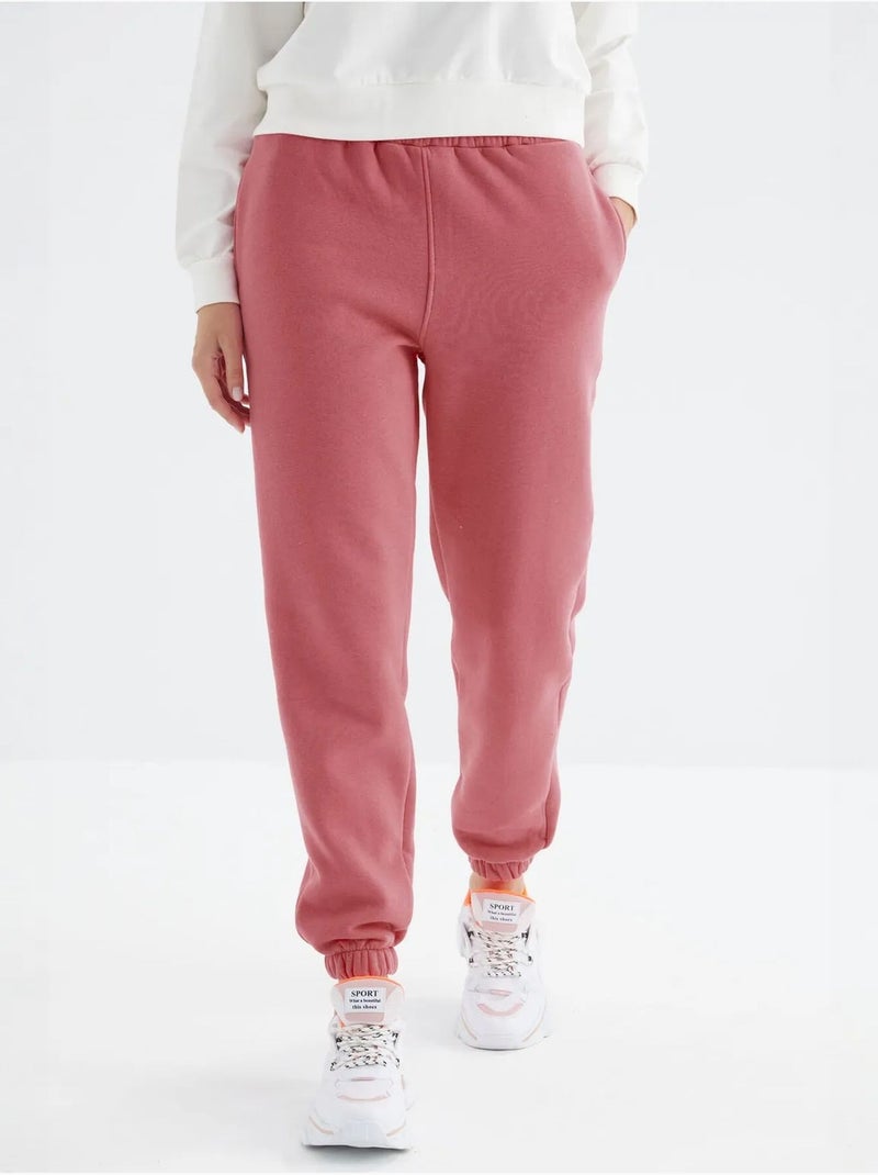 Pantaloni jogger in felpa in pile a vita alta da donna tommy Rosa antico - Kiabi