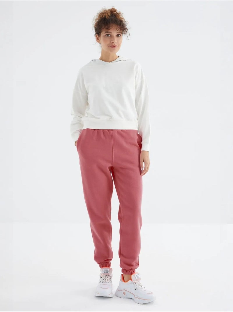 Pantaloni jogger in felpa in pile a vita alta da donna tommy Rosa antico - Kiabi