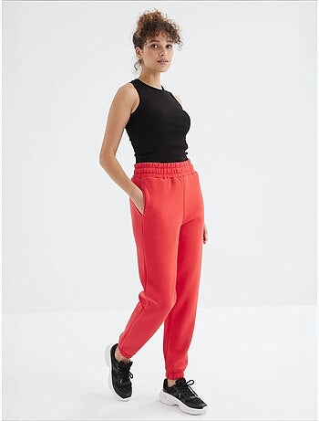 Pantaloni jogger in felpa in pile a vita alta da donna tommy
