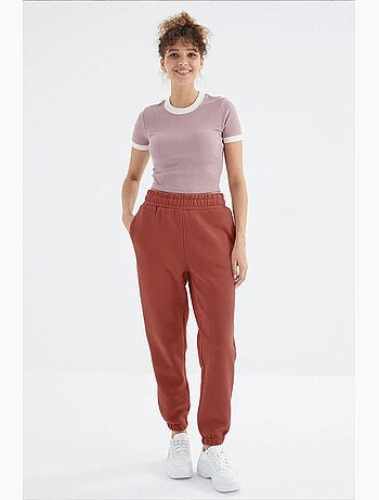 Pantaloni jogger in felpa in pile a vita alta da donna tommy