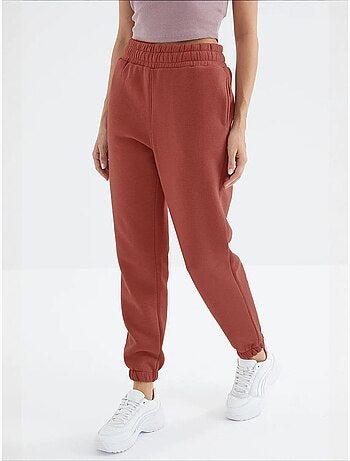 Pantaloni jogger in felpa in pile a vita alta da donna tommy