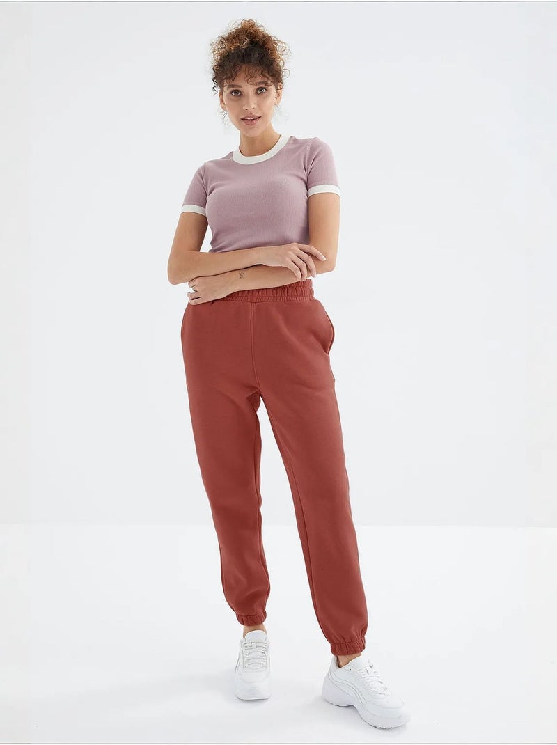 Pantaloni jogger in felpa in pile a vita alta da donna tommy Terracotta - Kiabi
