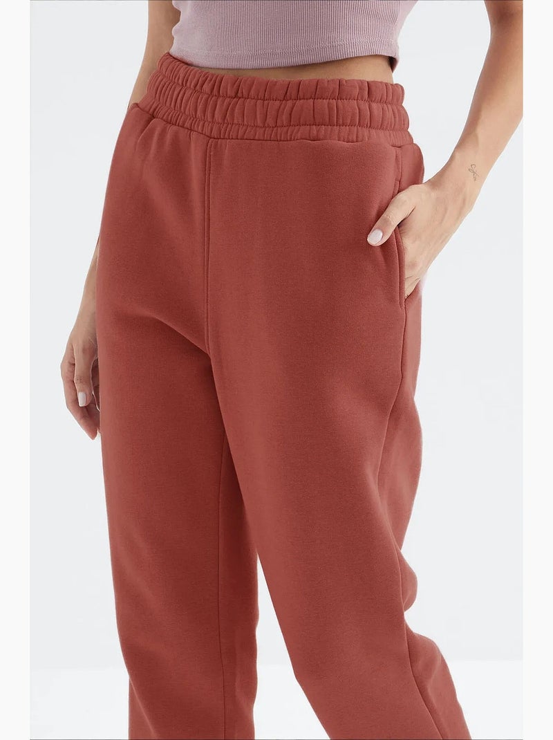 Pantaloni jogger in felpa in pile a vita alta da donna tommy Terracotta - Kiabi