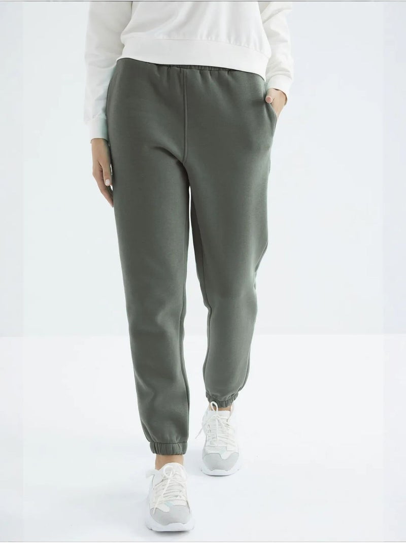 Pantaloni jogger in felpa in pile a vita alta da donna tommy Verde kaki - Kiabi