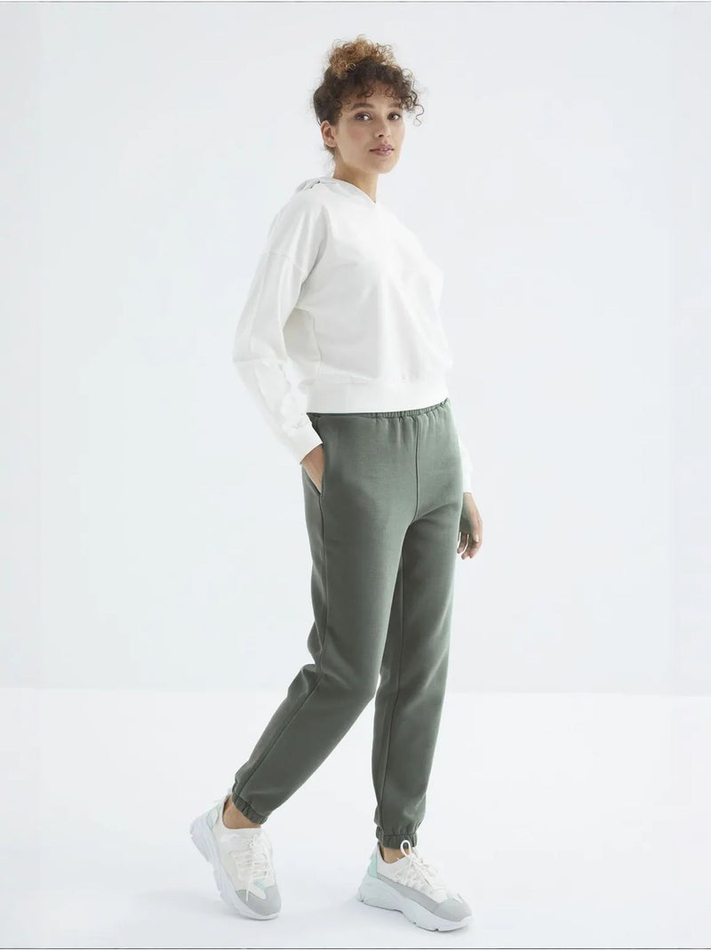 Pantaloni jogger in felpa in pile a vita alta da donna tommy Verde kaki - Kiabi