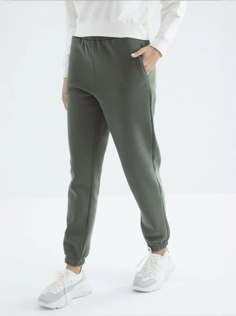 Pantaloni jogger in felpa in pile a vita alta da donna tommy Verde kaki - Kiabi