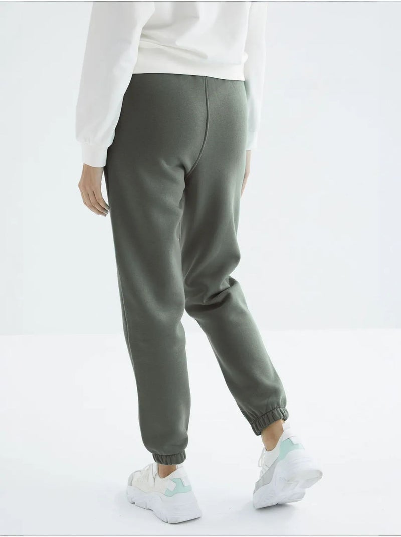 Pantaloni jogger in felpa in pile a vita alta da donna tommy Verde kaki - Kiabi