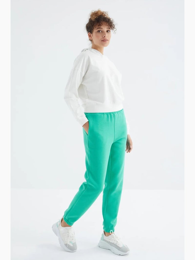 Pantaloni jogger in felpa in pile a vita alta da donna tommy Verde menta - Kiabi