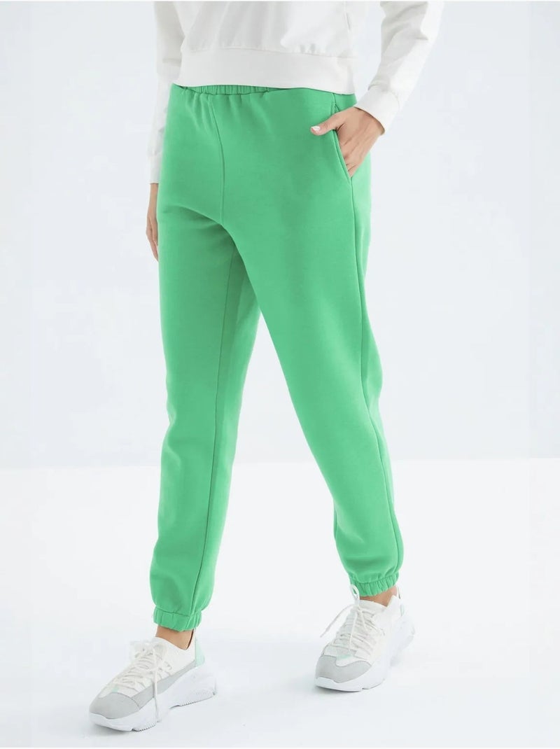 Pantaloni jogger in felpa in pile a vita alta da donna tommy Verde - Kiabi