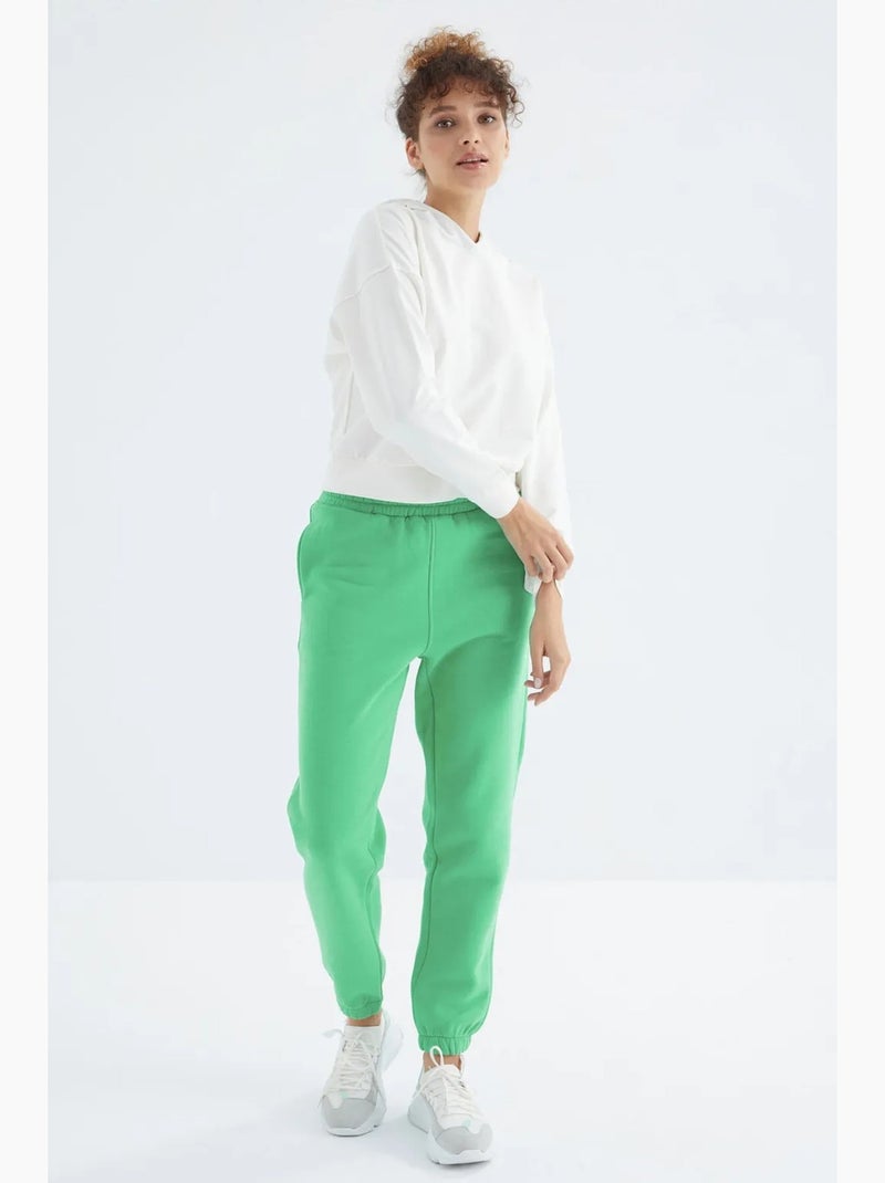 Pantaloni jogger in felpa in pile a vita alta da donna tommy Verde - Kiabi