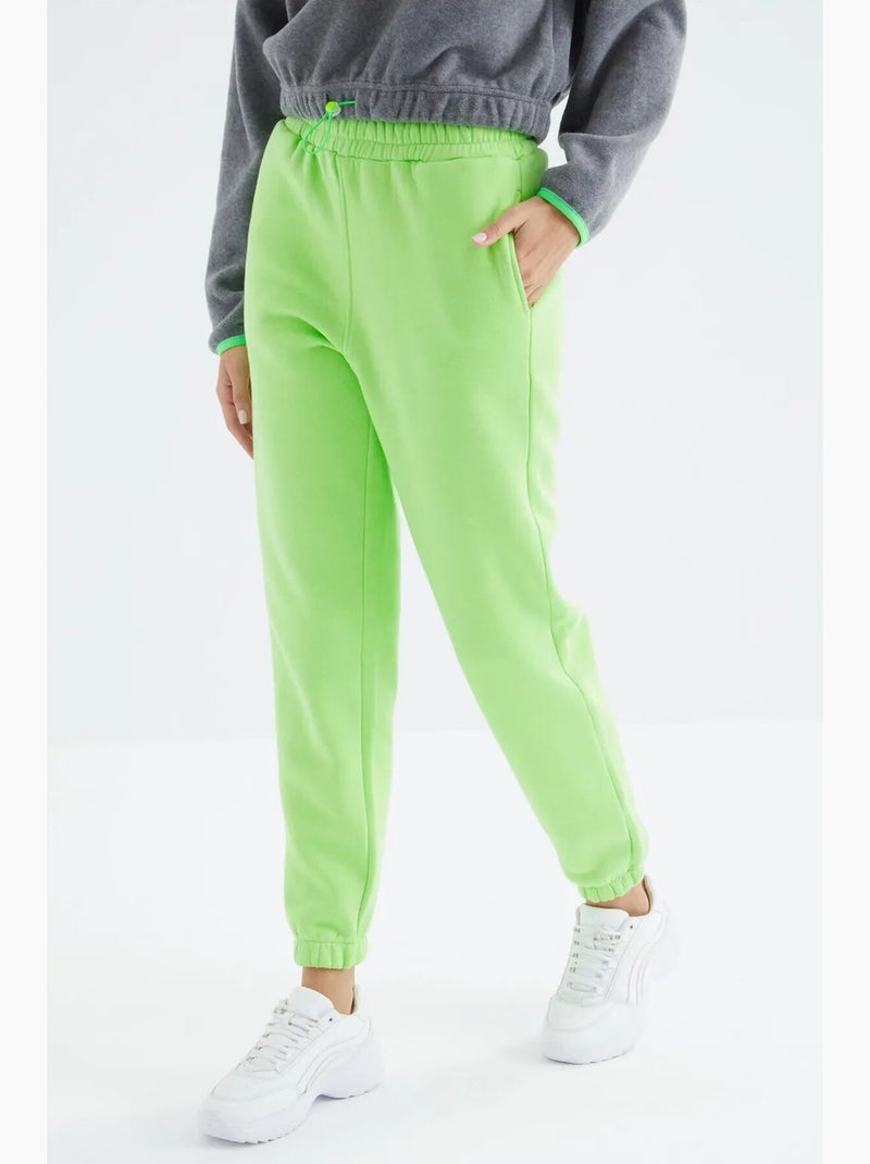 Pantaloni jogger in felpa in pile a vita alta da donna tommy Verde tiglio - Kiabi