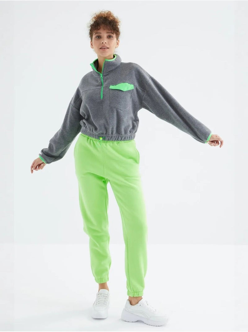 Pantaloni jogger in felpa in pile a vita alta da donna tommy Verde tiglio - Kiabi