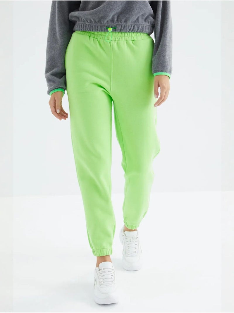 Pantaloni jogger in felpa in pile a vita alta da donna tommy Verde tiglio - Kiabi
