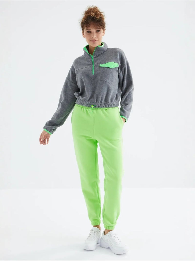 Pantaloni jogger in felpa in pile a vita alta da donna tommy Verde tiglio - Kiabi