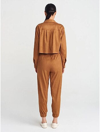 Pantaloni jogger in finta pelle scamosciata dilvin