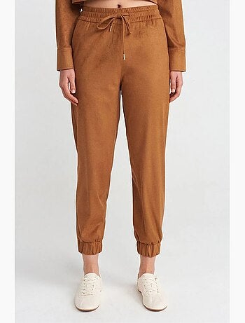 Pantaloni jogger in finta pelle scamosciata dilvin