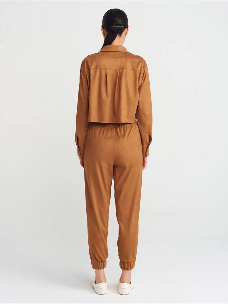 Pantaloni jogger in finta pelle scamosciata dilvin Cammello - Kiabi