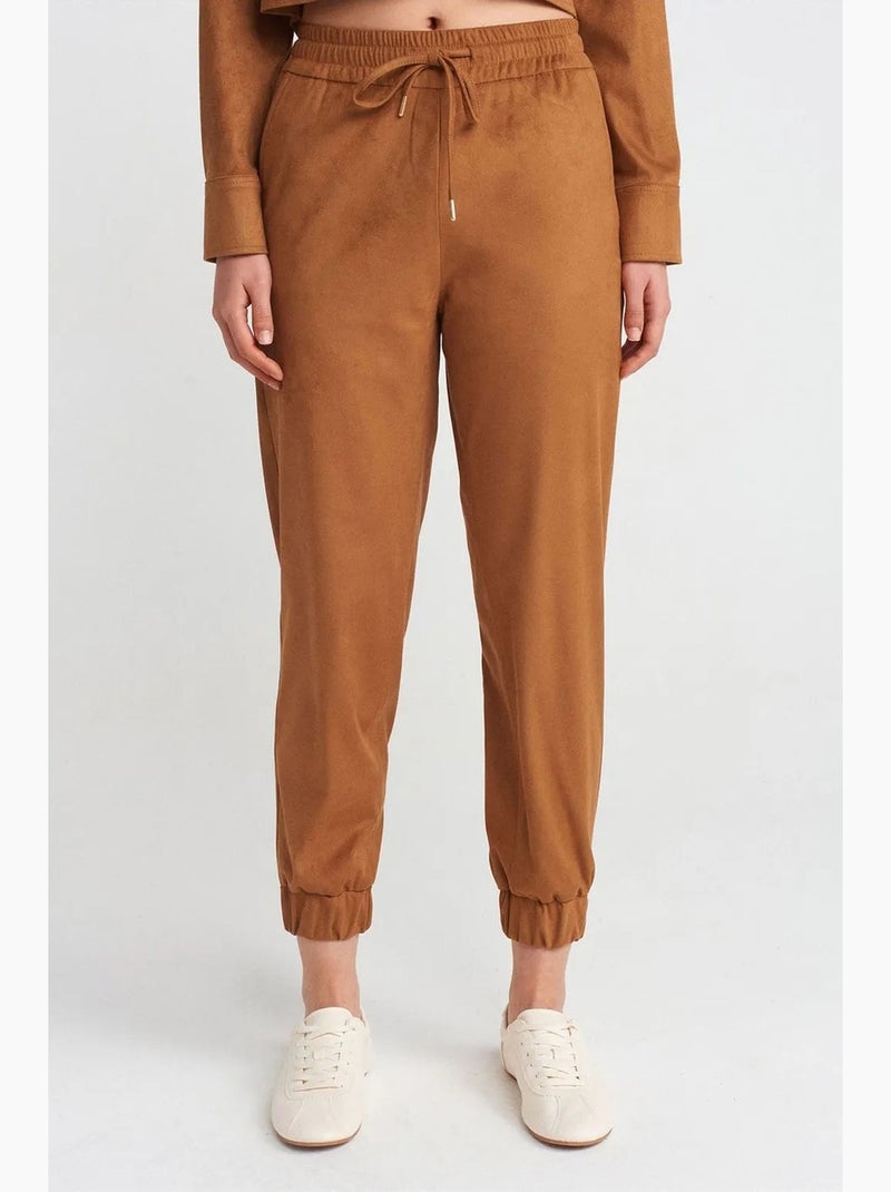 Pantaloni jogger in finta pelle scamosciata dilvin Cammello - Kiabi