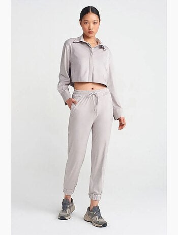 Pantaloni jogger in finta pelle scamosciata dilvin