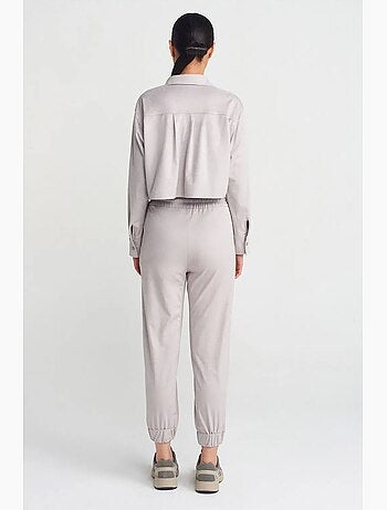 Pantaloni jogger in finta pelle scamosciata dilvin