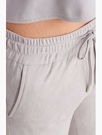 Pantaloni jogger in finta pelle scamosciata dilvin
