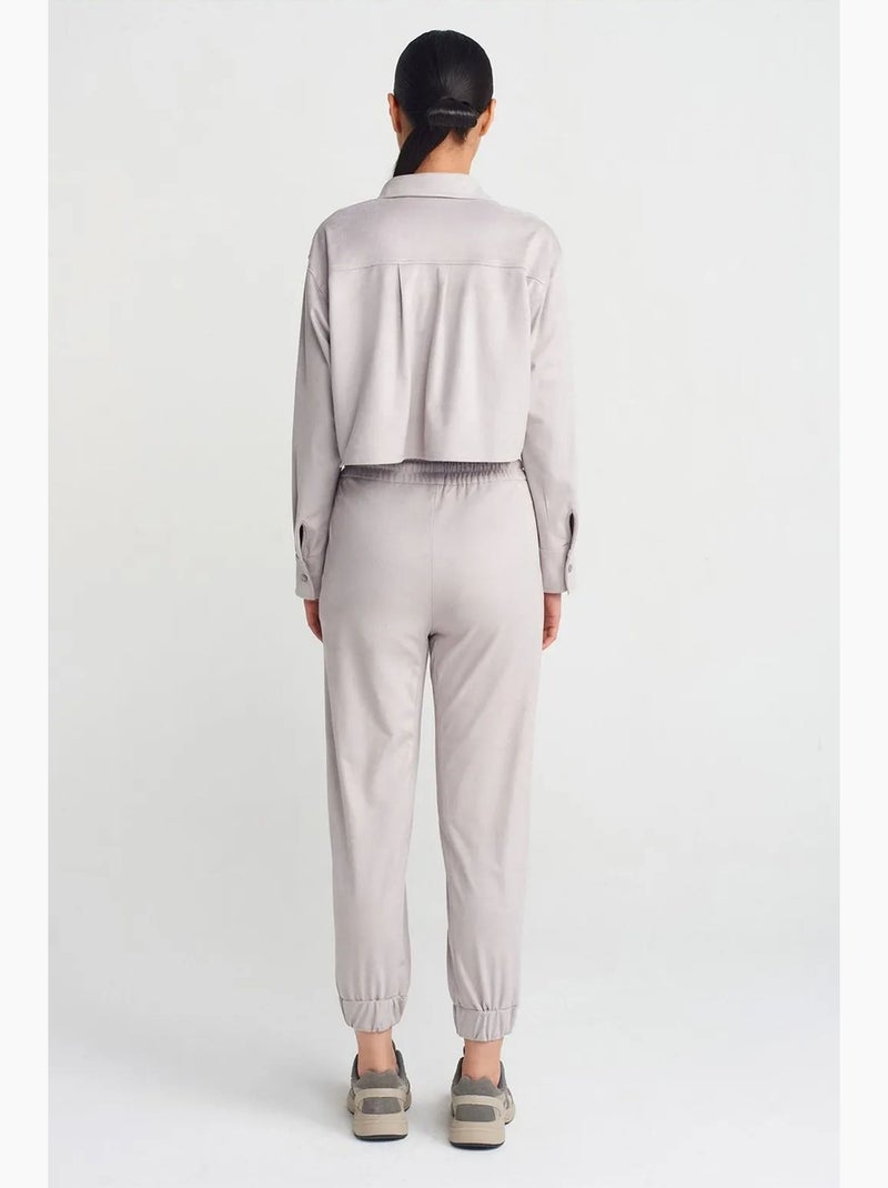 Pantaloni jogger in finta pelle scamosciata dilvin Grigio chiaro - Kiabi