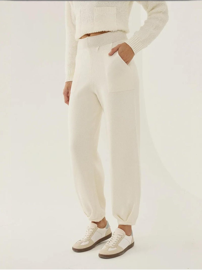 Pantaloni jogger in maglia a vita alta Beige naturale - Kiabi