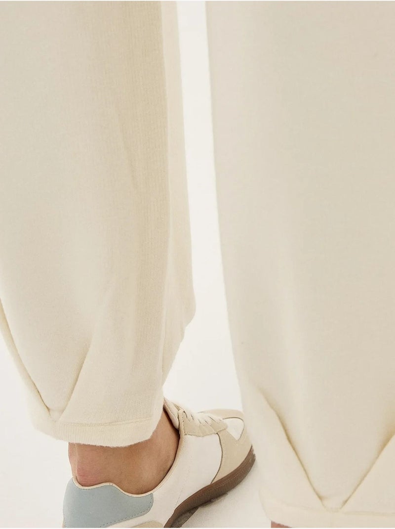 Pantaloni jogger in maglia a vita alta Beige naturale - Kiabi