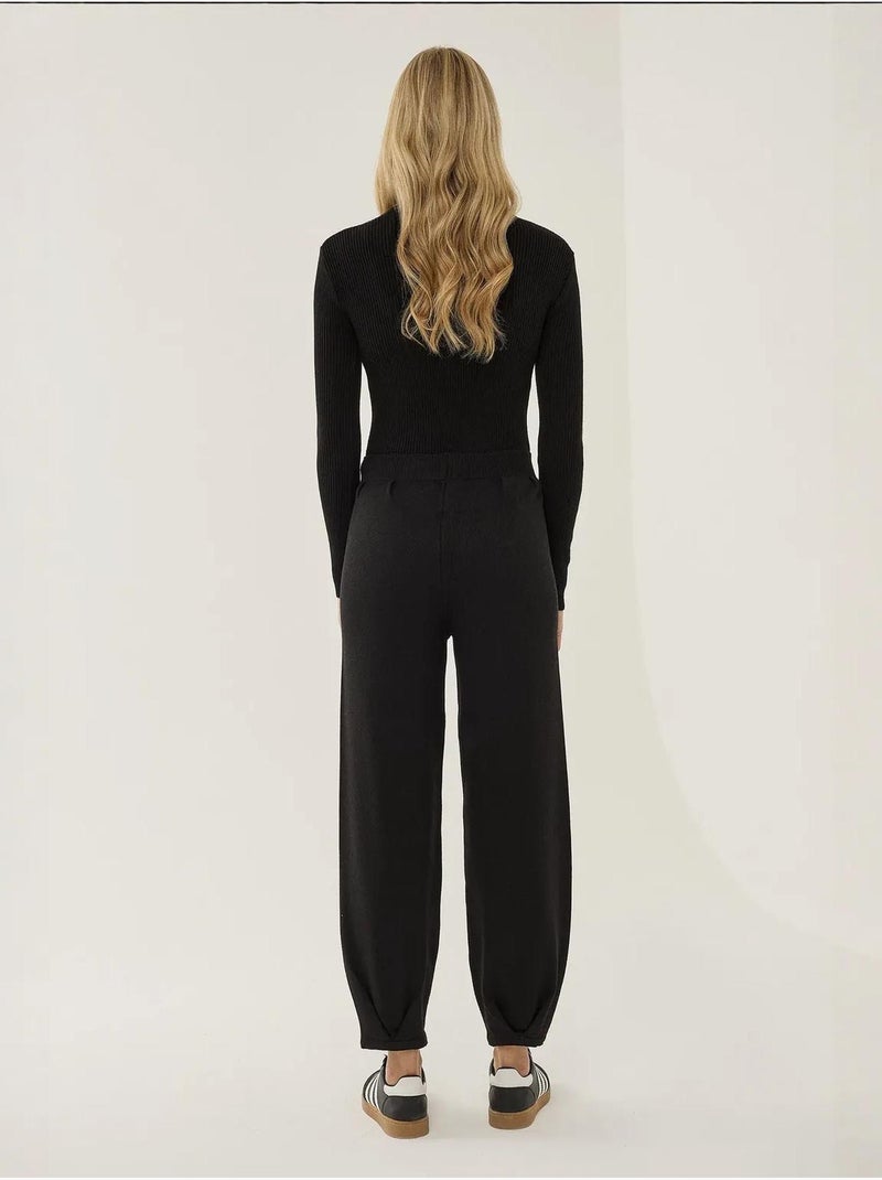 Pantaloni jogger in maglia a vita alta Nero - Kiabi