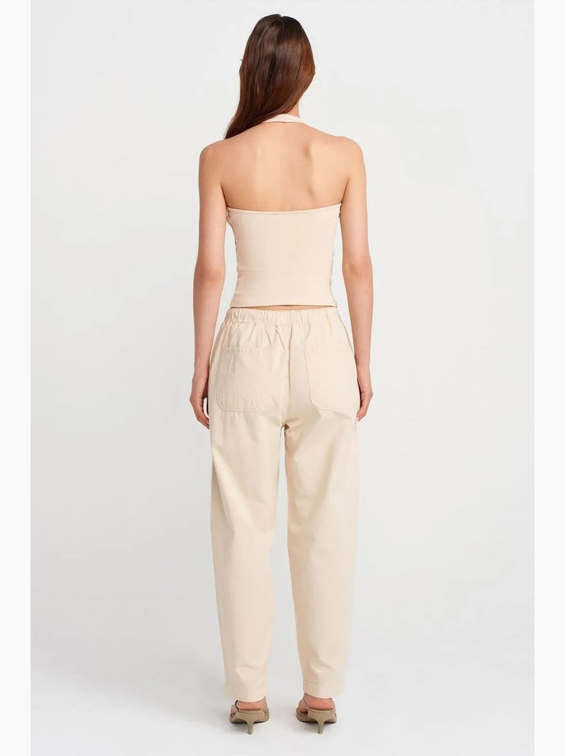 Pantaloni jogger in popeline di cotone a gamba dritta dilvin Beige argilla - Kiabi