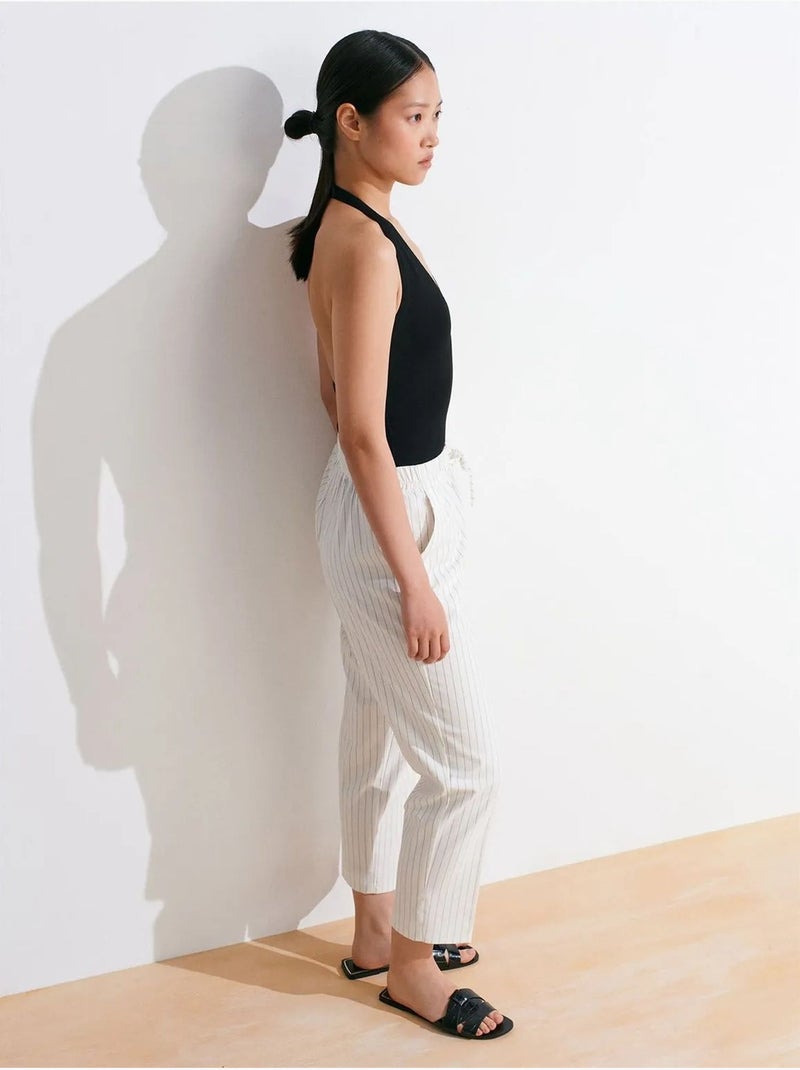 Pantaloni jogger in tessuto a righe a gamba dritta dilvin Bianco sporco - Kiabi